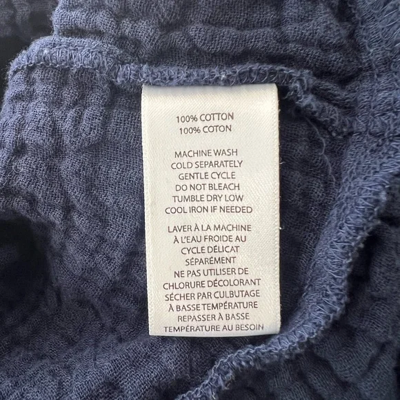 Beach Lunch Lounge 100% Cotton Gauze Navy Tiered Mini Dress Petite Boho - Picture 7 of 10